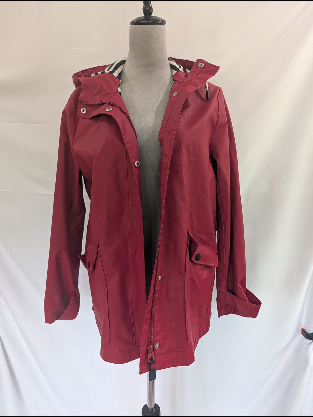 Joules Red Waterproof Rain Jacket Hooded Coat Women's Size 10 Excellent Conditio - Picture 2 of 8